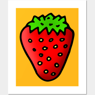 Simple Strawberry Doodle Drawing Posters and Art